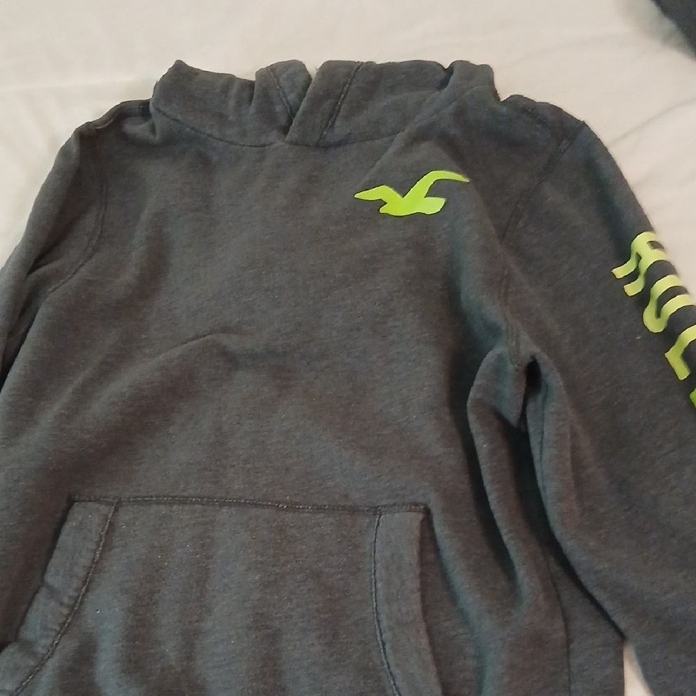 Hollister Charcoal Hoodie with Lime Logo